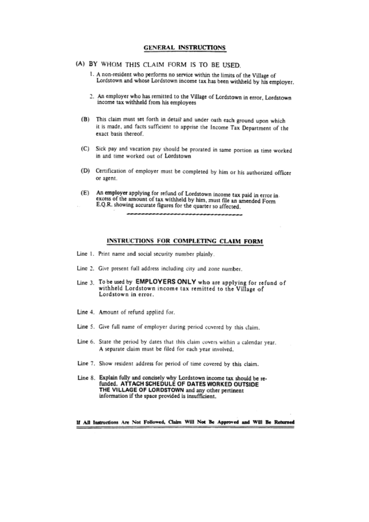 General Instructions Village Of Lordstown printable pdf download