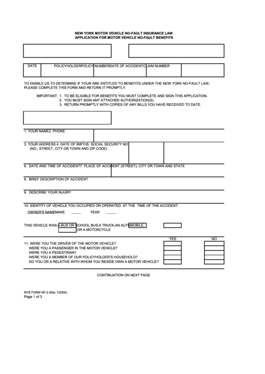 No Fault Application Form Fillable Printable Forms Free Online 1255