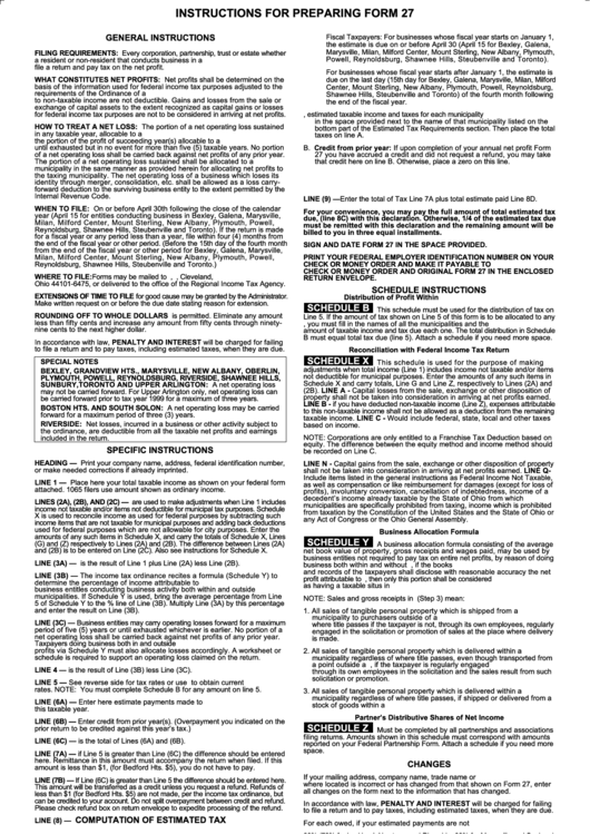 Instructions For Preparing Form 27 Printable pdf