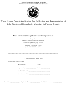 Waste Hauler Permit Application For Collection And Transportation Of Solid Waste And Recyclable Materials In Putnam County