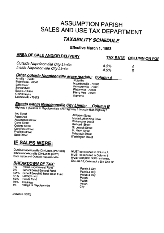 Txability Schedule - Assumption Parish Printable pdf