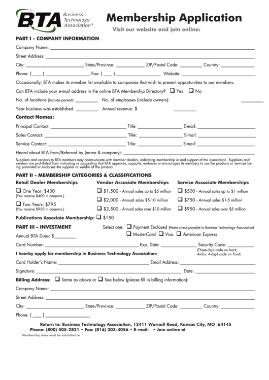 Fillable Membership Application Printable pdf