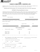 Cdl Vision Screening Certificate -Registry Of Motor Vehicles Printable pdf