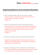 Exploring Rational And Irrational Numbers - Worksheet With Answers