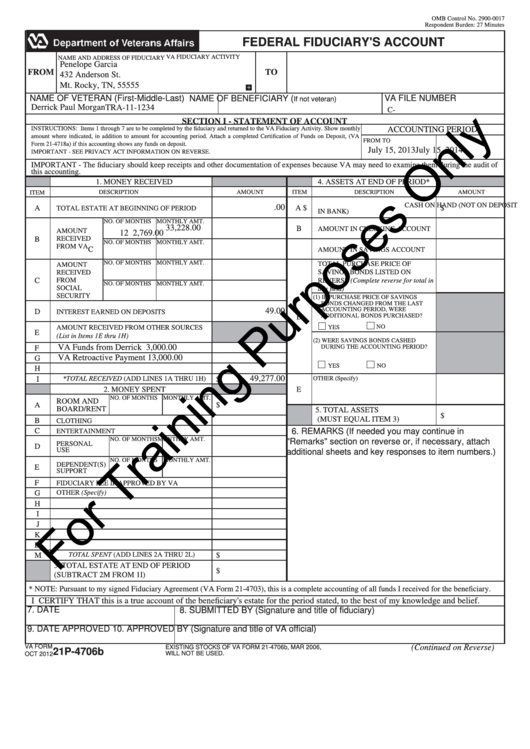 Va Form 21p-4706b - Federal Fiduciary