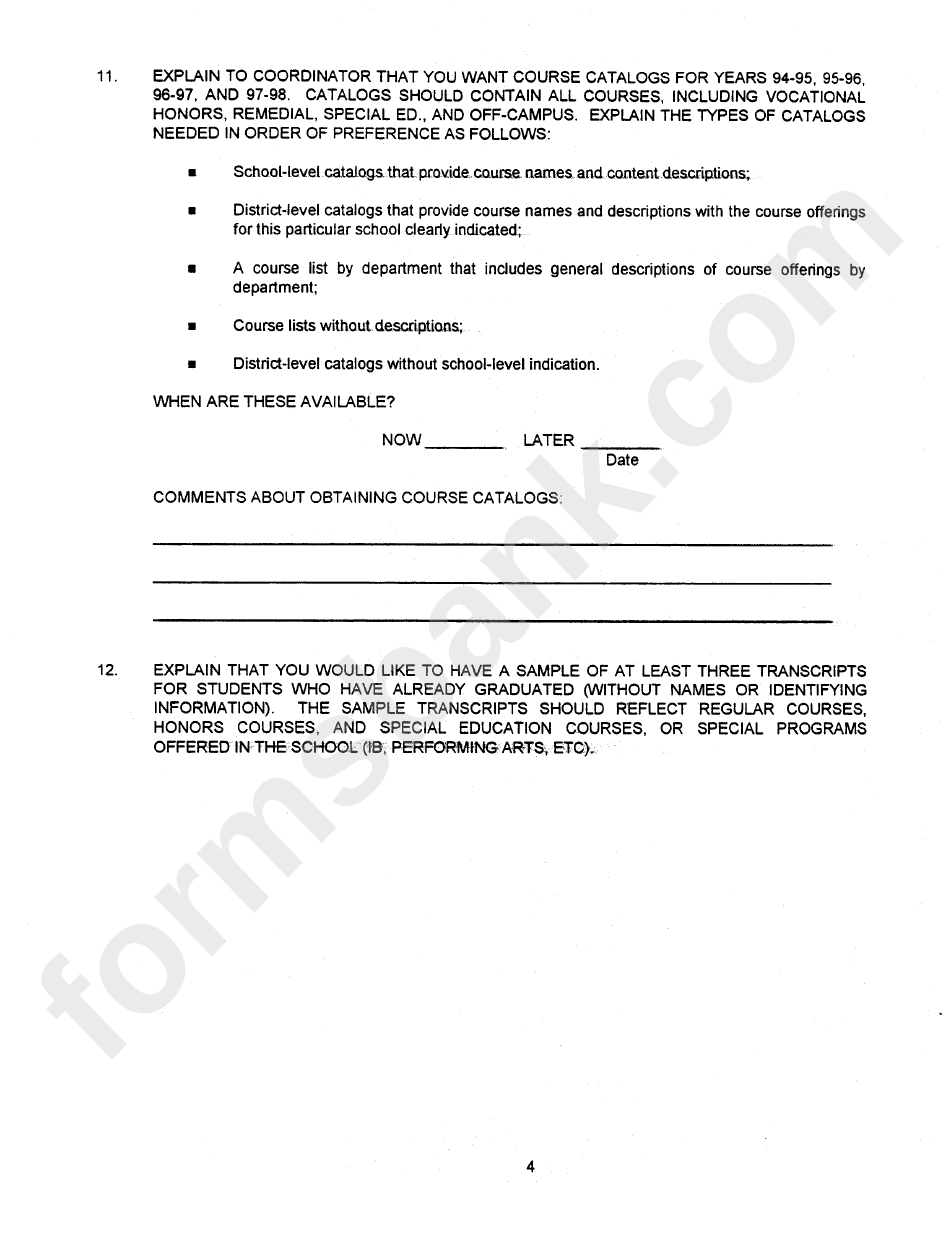 Appendix B - School Information Form - 1998 High School Transcript Study