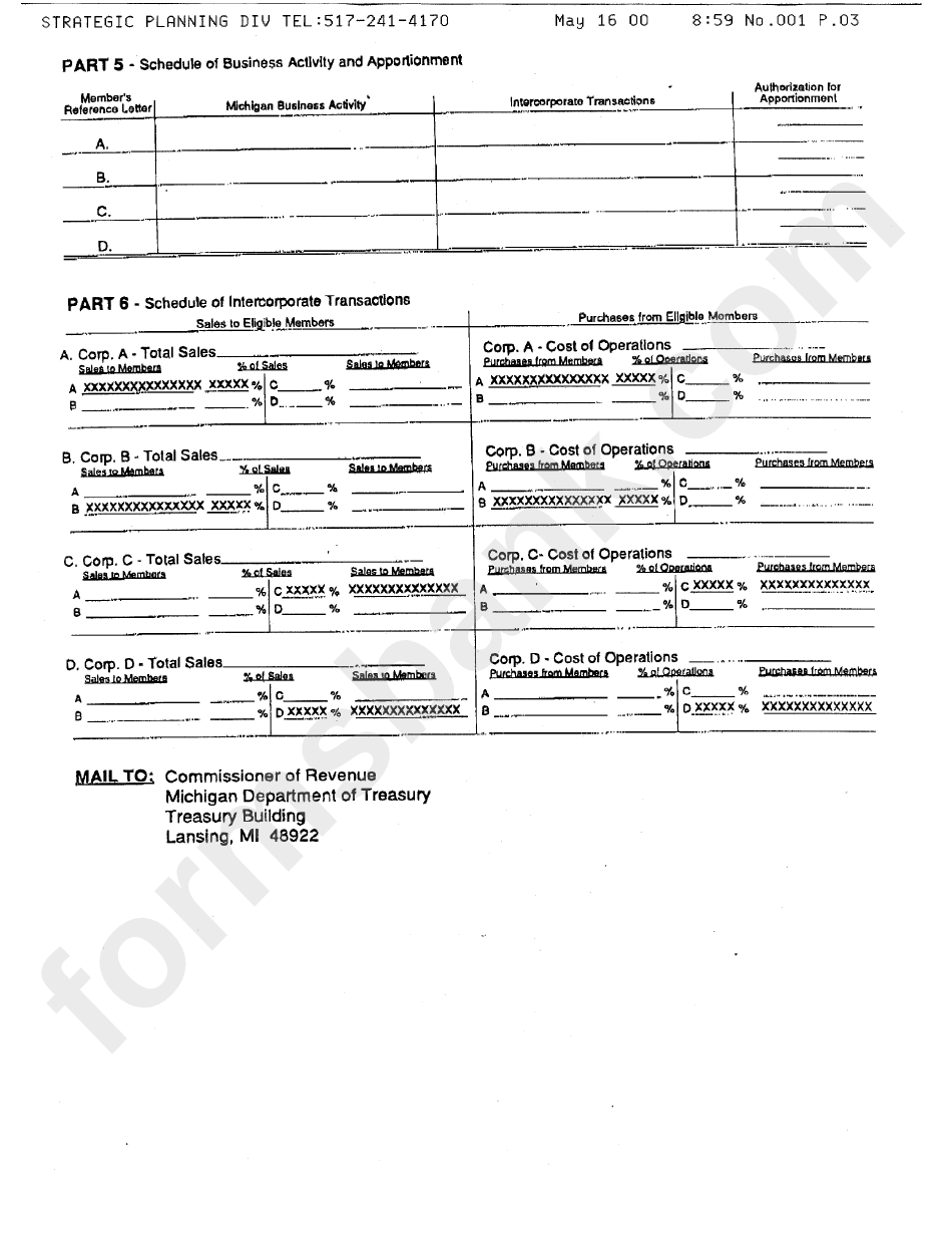 Form C-8007 - Request For Consolidated Or Combined Filing Of Single Business Tax Returns - 1994