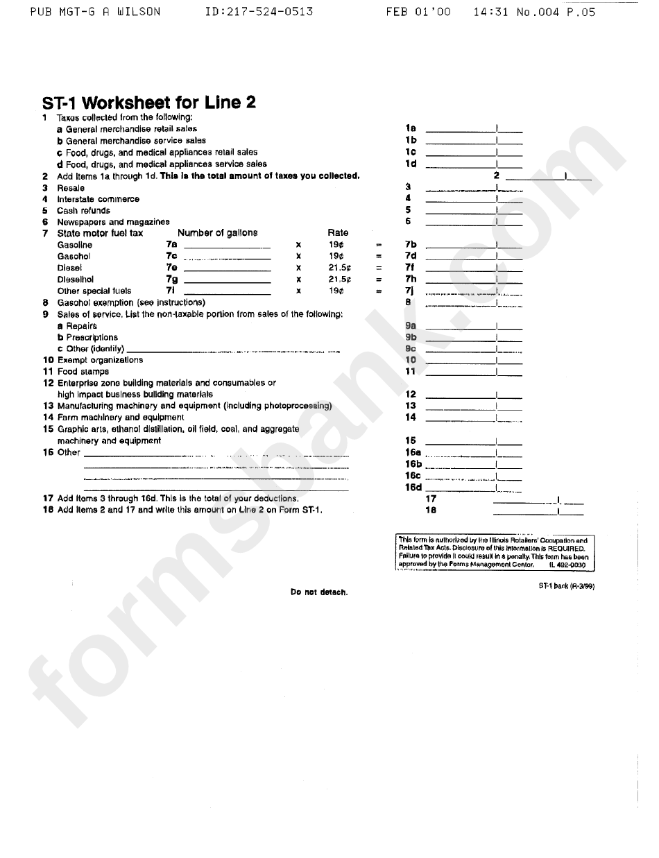 Form St-1 - Sales And Use Tax Return - 1999