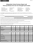 Independent School Common Report And Transcript Release Form For First Through Fourth Grades