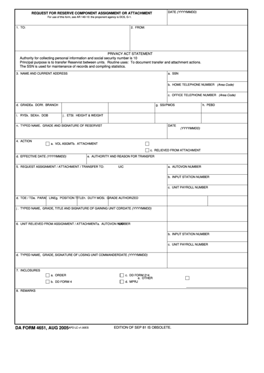 Fillable Da Form 7222 Printable Forms Free Online