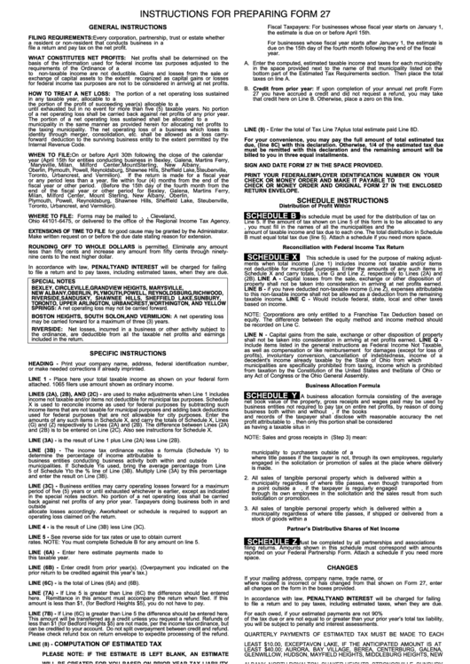 Instructions For Preparing Form 27 Printable pdf