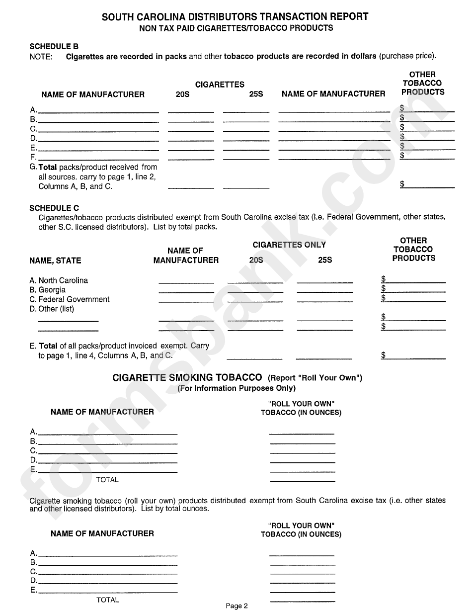 Form L-922 - Monthly Tobacco Tax Return