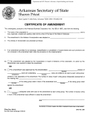 Form Dn-07 - Certificate Of Amendment - Arkansas Secretary Of State