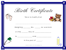 Baby Certificate Of Birth Template