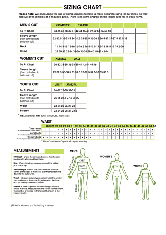 Trimark Sportswear Group Clothing Sizing Chart Printable pdf
