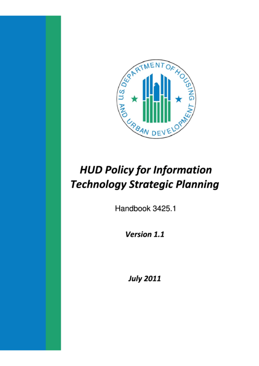 Hud Policy For Information Technology Strategic Planning Handbook - U.s. Department Of Housing And Urban Development - 2011 Printable pdf