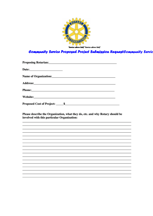 Community Service Proposed Project Submission Request Form