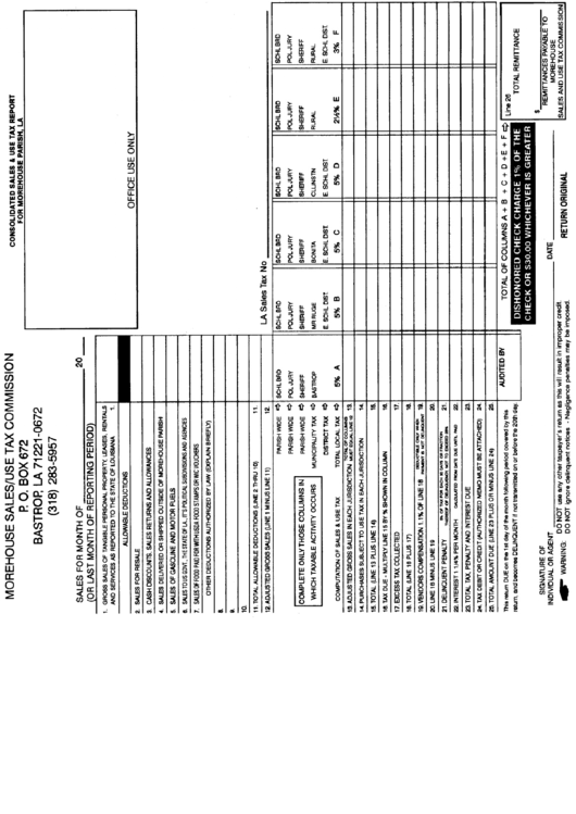 Morehouse Sales/use Tax Comission Printable pdf