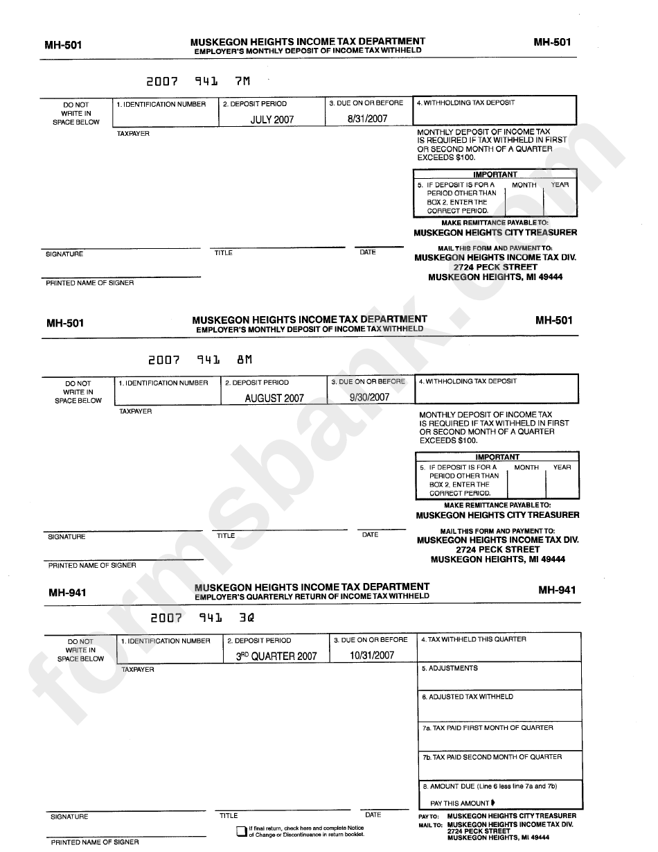 Form Mh-501/941 - Employer