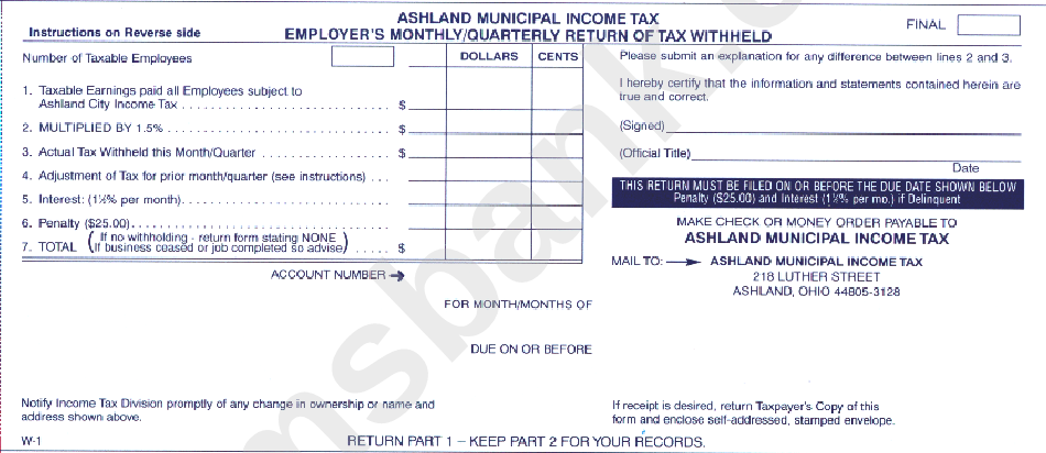 Form W-1 - Employer