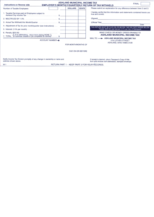 Form W-1 - Employer