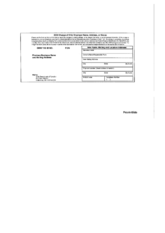 Change Of Ohio Employer Name, Address, Or Status - 2000 Printable pdf