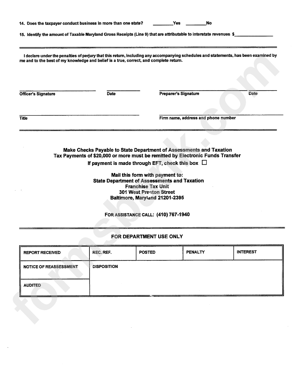 Form 11t - Maryland Public Service Company Franchise Tax Return Telephone Companies - 2000