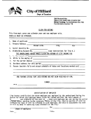 Claim For Refund - City Of Hilliard, Ohio Department Of Taxation