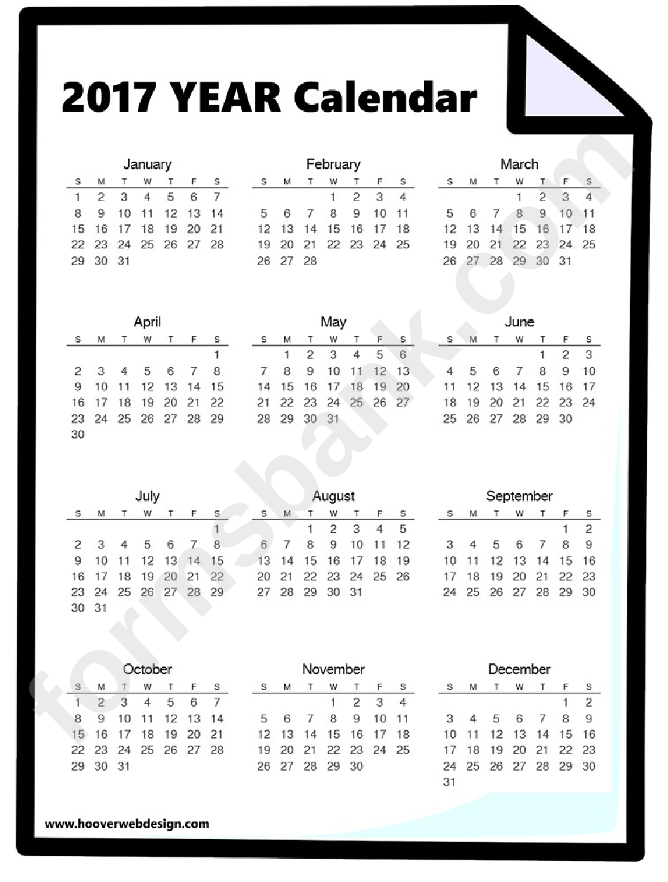 Year Calendar Template - 2017