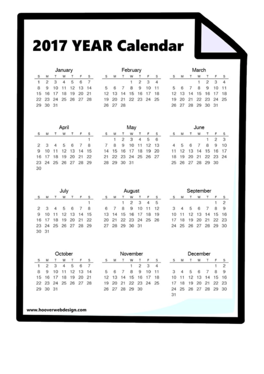 Year Calendar Template - 2017 Printable pdf