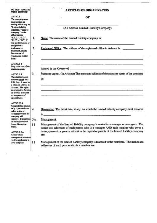 Form Ll04 - Articles Of Organization Printable pdf