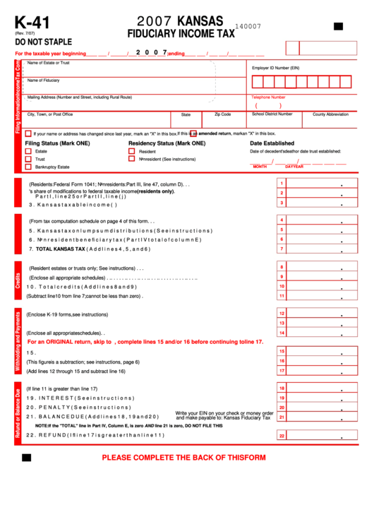form-k-41-kansas-fiduciary-income-tax-2007-printable-pdf-download