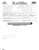 Form Rtc-60 - Renter's Tax Credit Application - Maryland Department Of Assessments And Taxation - 2002