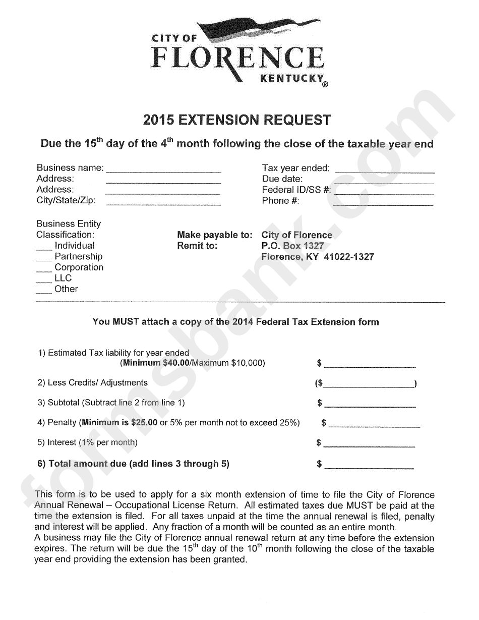 Extension Request - City Of Florence, Kentucky - 2015
