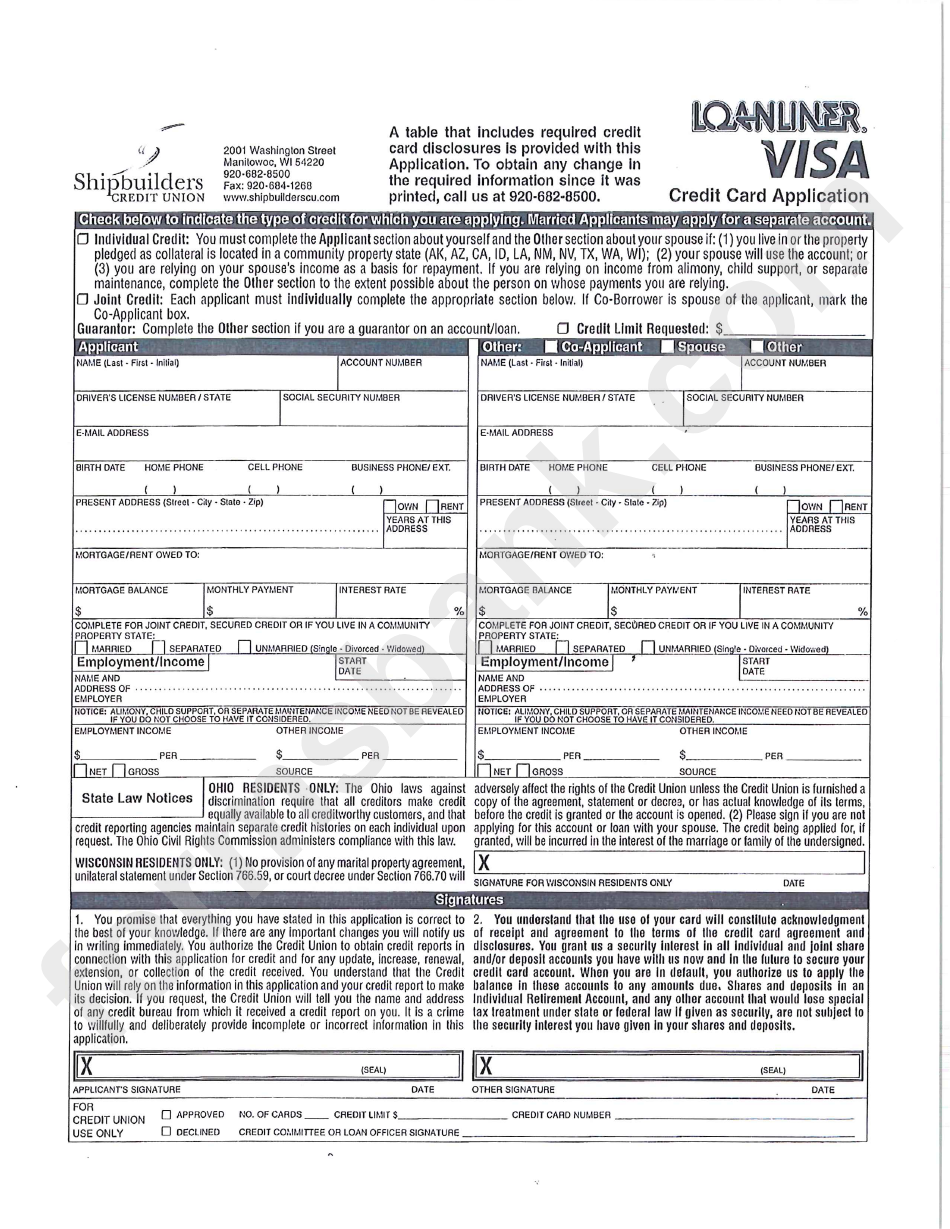 Visa Credit Card Application