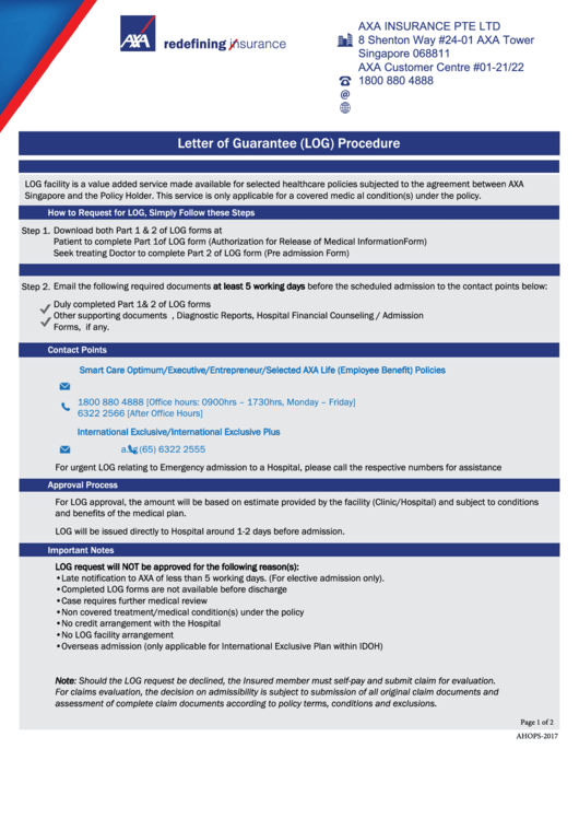 Letter Of Guarantee (log) Procedure