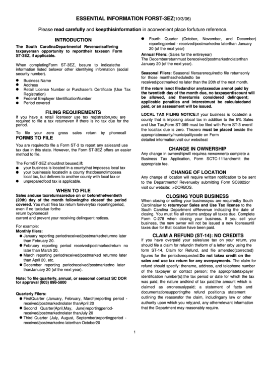 Essential Information For St-3ez Printable pdf