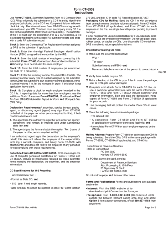 Form Ct-6559 Instructions - Connecticut Department Of Revenue Services Printable pdf