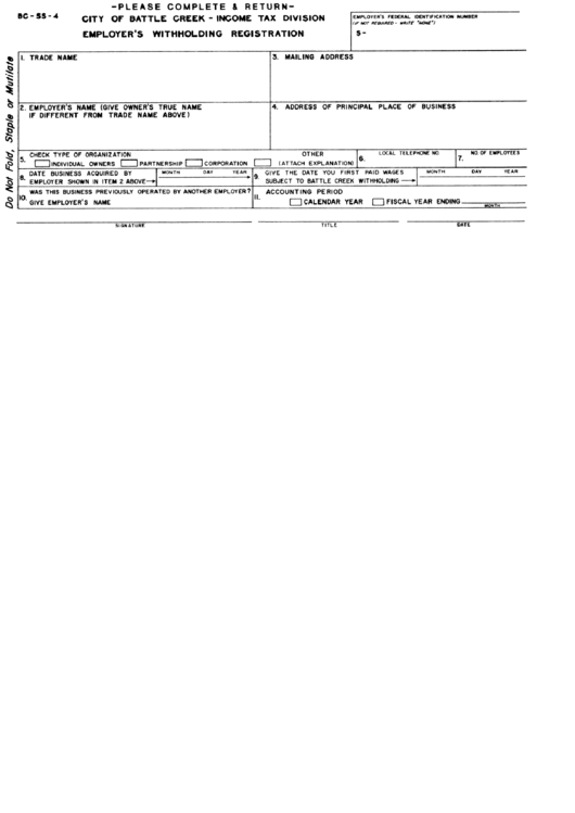 Form Bc-Ss-4 - Employer