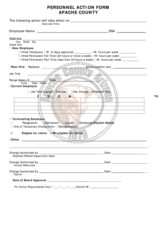 Personnel Action Form - Apache County