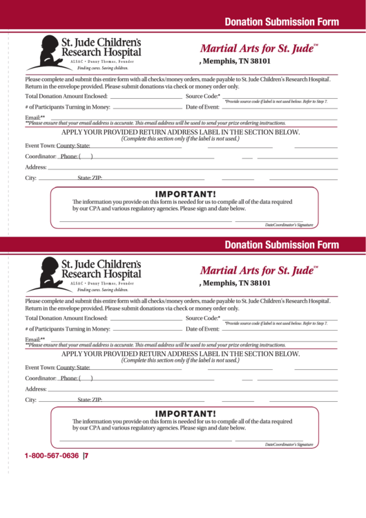 Donation Submission Form Printable pdf