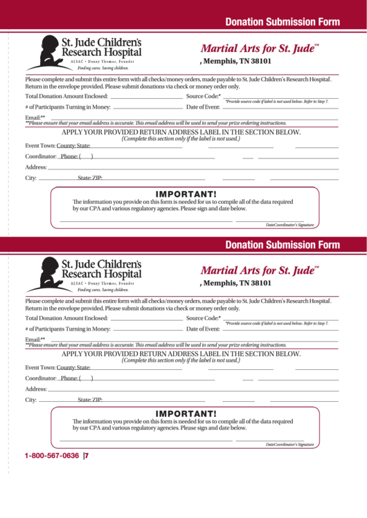 Printable Donation Form For St Jude Children S Hospital Printable Forms Free Online