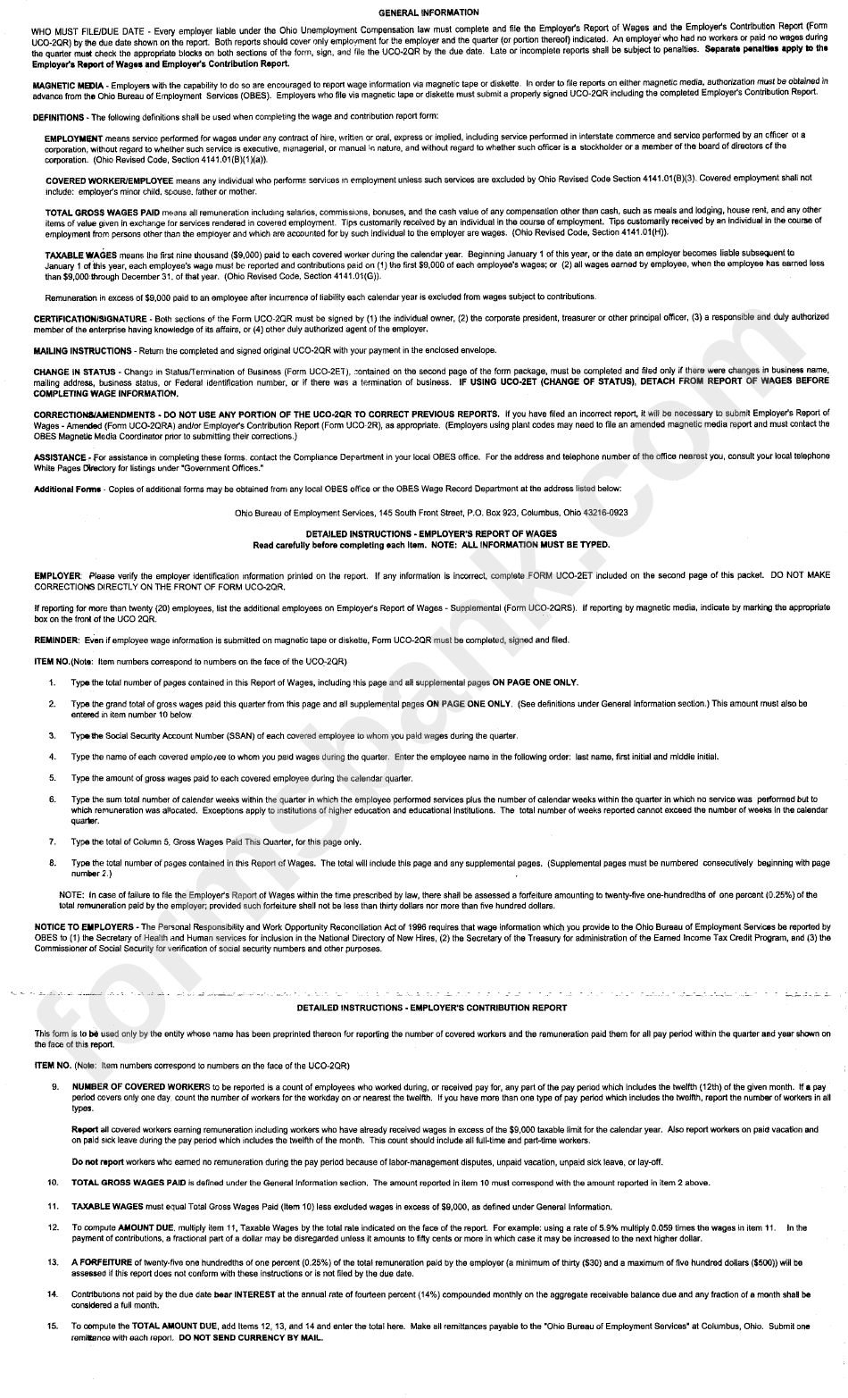 General Information And Instructions - Employer