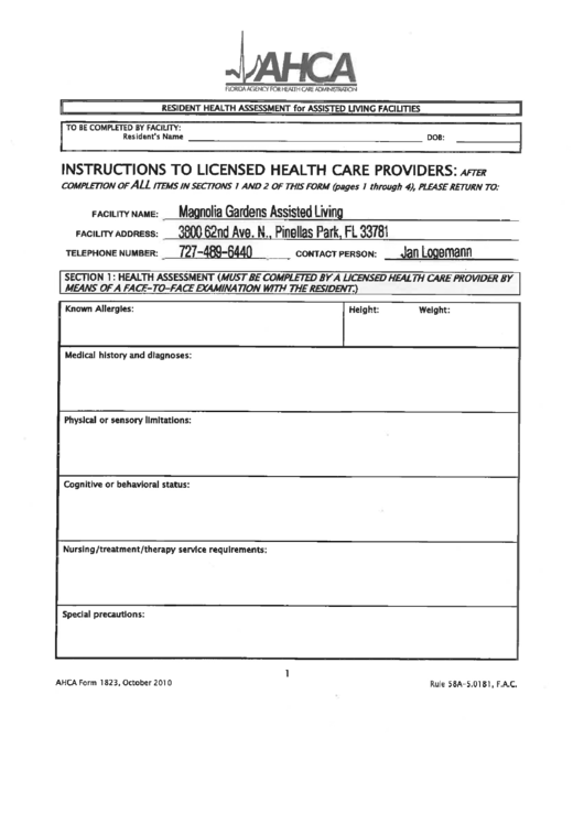 ahca-form-1823-resident-health-assessment-for-assisted-living