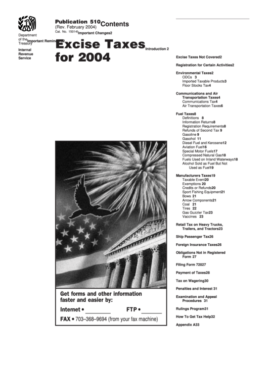 Publication 510 - Excise Taxes - 2004 Printable pdf