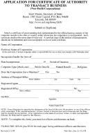 Application For Certificate Of Authority To Transact Business - Nebraska Secretary Of State