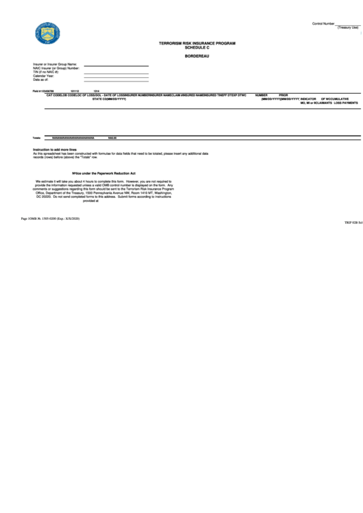 Terrorism Risk Insurance Program - Shedule C - U.s. Department Of Treasury Printable pdf