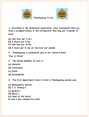 Thanksgiving Trivia Sheet Printable pdf