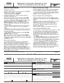 Form 4868 - Application For Automatic Extension Of Time To File U.s. Individual Income Tax Return - Department Of The Treasury - 1997