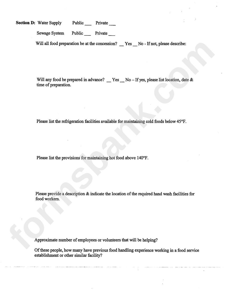 Application For Permit(S) To Operate A Temporary Food Service - Cayuga County Department Of Health